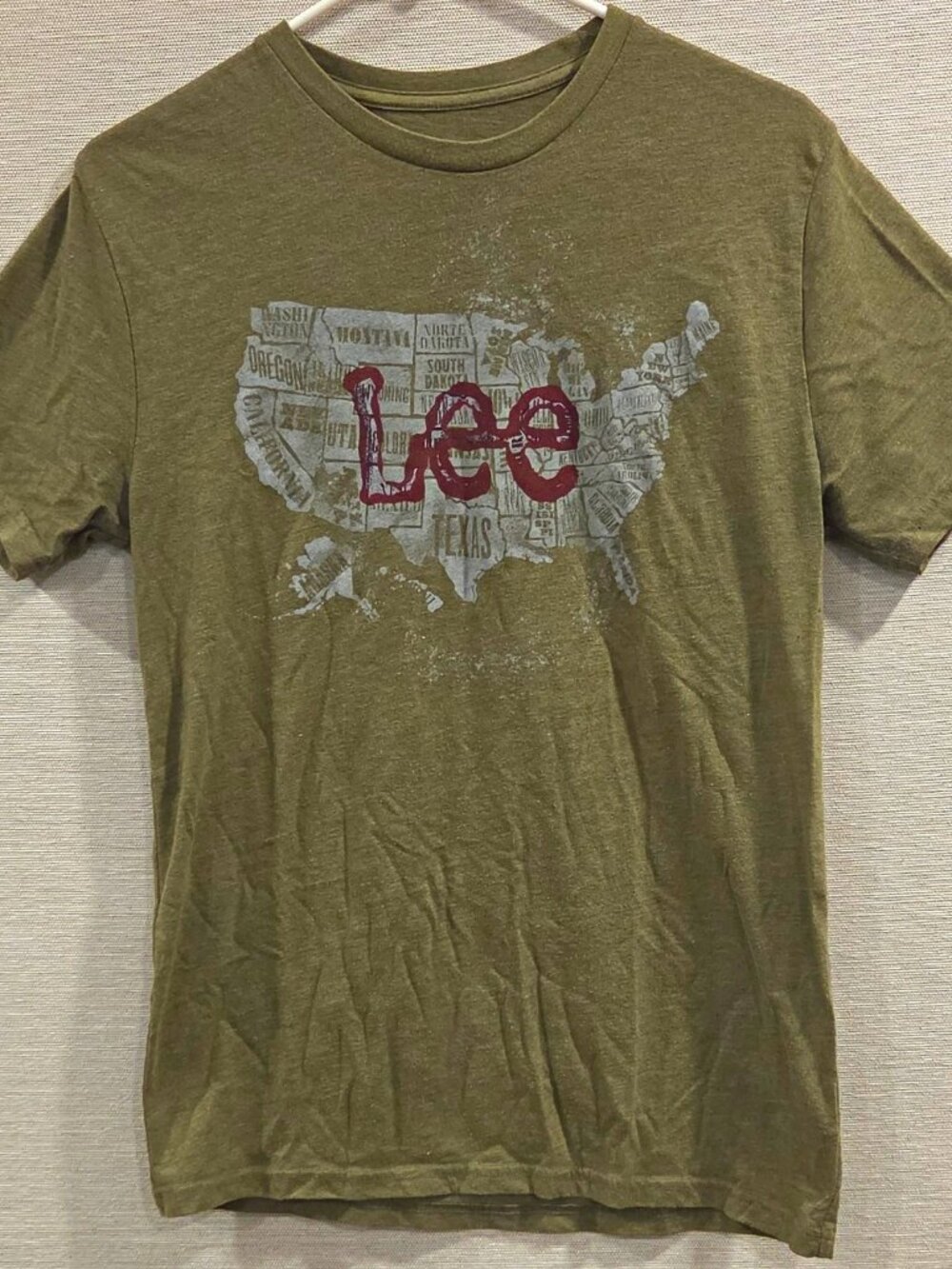 Lee Men's Green USA Map Graphic T-Shirt Size S